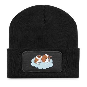 Traumhafter Welpe auf Pastellwolke - Recycelte Patch Beanie - Schwarz - Vorne