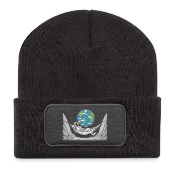 Astronaute Espace Hamac Lune Terre Repos - Beanie recyclé à patch - charbon - Devant