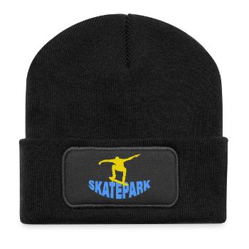 Skatepark - Beanie recyclé à patch - noir - Devant
