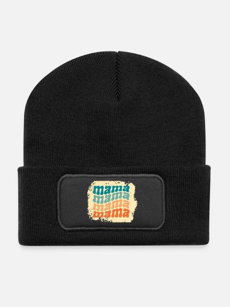 mama mama mama mama - Recycelte Patch Beanie - Schwarz