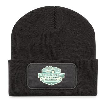 Pas stressé Entouré de gens - Beanie recyclé à patch - charbon - Devant