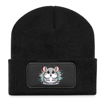 Dessin animé câlin de hamster câlin - Beanie recyclé à patch - noir - Devant