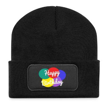 JOYEUX ANNIVERSAIRE. HAPPY BIRTHDAY. ANNIVERSAIRE. - Beanie recyclé à patch - noir - Devant