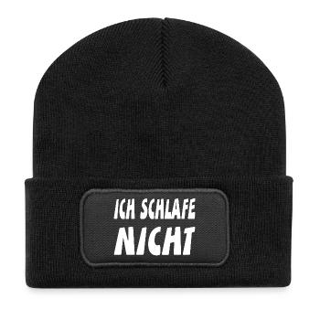 Schlafen - Recycelte Patch Beanie - Schwarz - Vorne