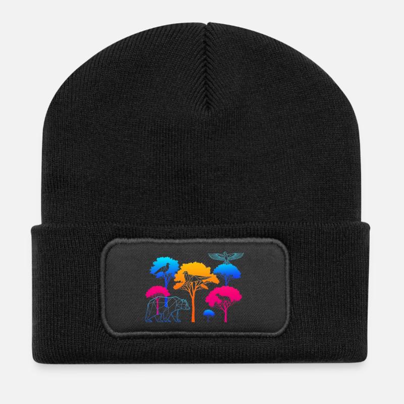 Neon Forest - Recycelte Patch Beanie - Schwarz