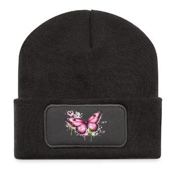 Butterfly Graffiti Street Art - Recycled Patch Beanie - dark grey - Front