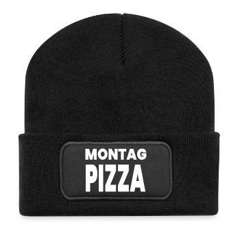 Pizza - Recycelte Patch Beanie - Schwarz - Vorne