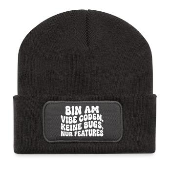 Bin am Vibe Coden Keine Bugs Nur Features - Recycelte Patch Beanie - Dunkelgrau - Vorne