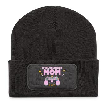 Level freigeschaltet: Mama - Recycelte Patch Beanie - Dunkelgrau - Vorne