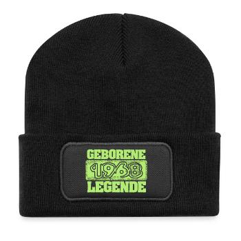 1968 - Recycelte Patch Beanie - Schwarz - Vorne