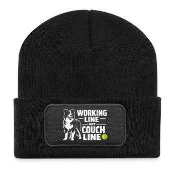 Arbeitslinie statt Sofa | Border Collie - Recycelte Patch Beanie - Schwarz - Vorne