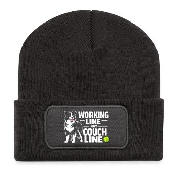 Arbeitslinie statt Sofa | Border Collie - Recycelte Patch Beanie - Dunkelgrau - Vorne