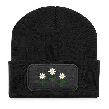 Fleurs de naissance d’avril Cottagecore - Beanie recyclé à patch - noir - Devant