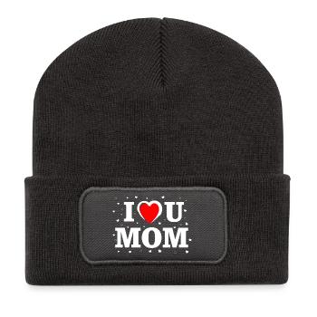 Chemise cœur de maman Je t’aime - Beanie recyclé à patch - charbon - Devant