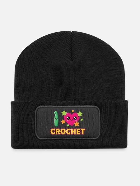 I Love Crochet Häkeln - Recycled Patch Beanie - black
