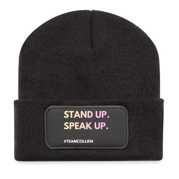 Stand Up, Speak Up  - Recycelte Patch Beanie - Dunkelgrau - Vorne