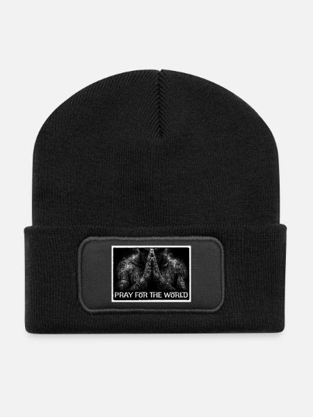 Pray for the world - Recycelte Patch Beanie - Schwarz