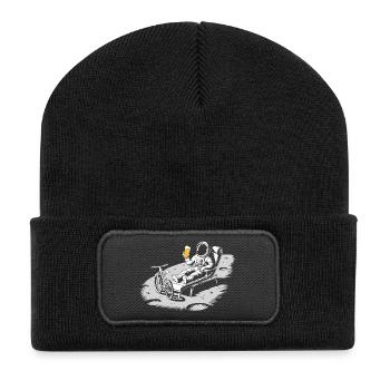 Astronaut Chilling On Moon Drinking Beer - Recycled Patch Beanie - black - Front