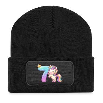 Ich bin 7 Kawaii Einhorn Mädchen Geburtstag - Recycled Patch Beanie - black - Front