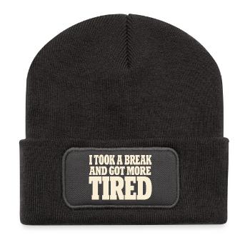 Ausgebrannter Millennial, Müder Erwachsener, - Recycelte Patch Beanie - Dunkelgrau - Vorne