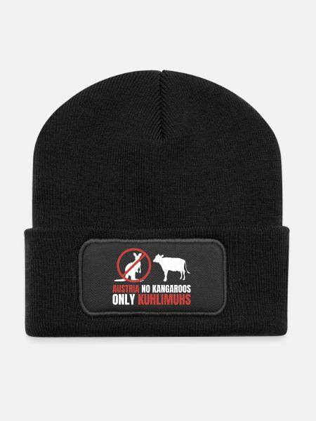 Autriche sans kangourous – seulement des limouhs de vache - Beanie recyclé à patch - noir