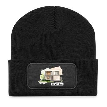 Ultra Modern Family Home Illustration - Recycled Patch Beanie - black - Front