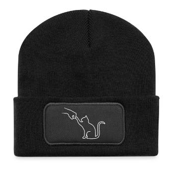 Cat Dad Cat Lover Cat Fist Team - Recycled Patch Beanie - black - Front