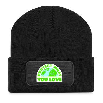Protect What You Love Nature Protection Statement Logo - Recycled Patch Beanie - black - Front
