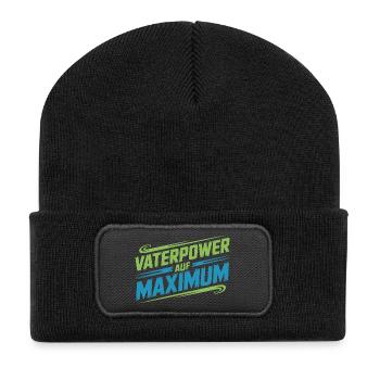 Gartenpapa Pflanzenvater Grüner Papa - Recycelte Patch Beanie - Schwarz - Vorne