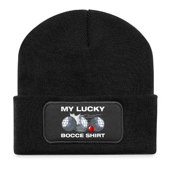 My lucky bocce Petanque Boule Boulespieler - Recycelte Patch Beanie - Schwarz - Vorne