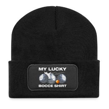 My lucky bocce Petanque Boule Boulespieler - Recycelte Patch Beanie - Schwarz - Vorne