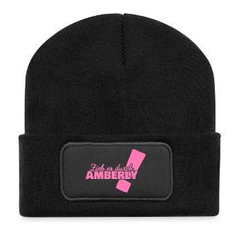 Amberly - Recycelte Patch Beanie - Schwarz - Vorne
