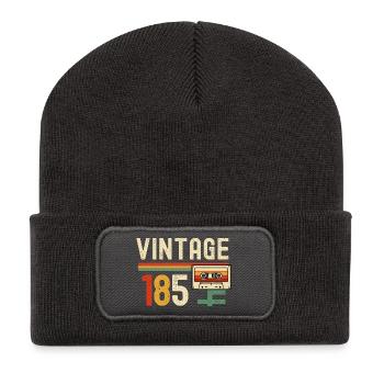 Vintage 85 Cassette Neon Stripes - Recycled Patch Beanie - dark grey - Front