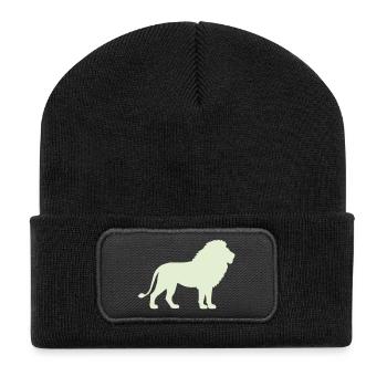 Löwe Silhouette Pastellgrün - Recycelte Patch Beanie - Schwarz - Vorne