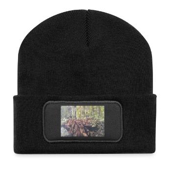 Logs in the forest – an impressionistic landscape - Recycled Patch Beanie - black - Front