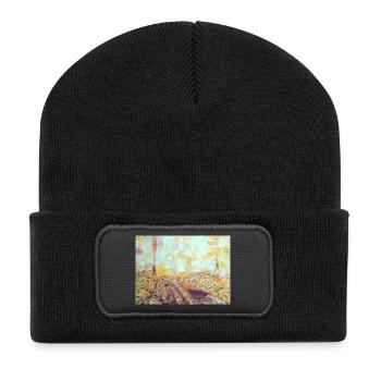 Forest watercolor landscape autumn - Recycled Patch Beanie - black - Front