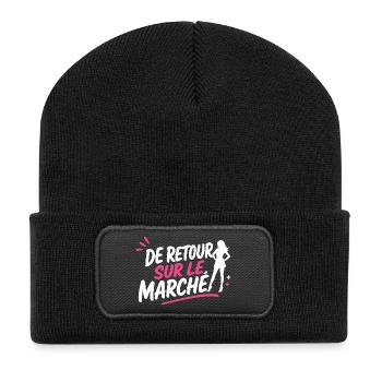 Retour sur le marché femme pop - Beanie recyclé à patch - noir - Devant
