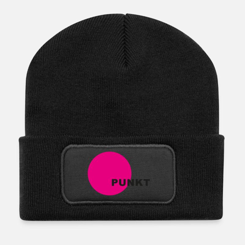 Punkt Neon Kreis - Recycelte Patch Beanie - Schwarz