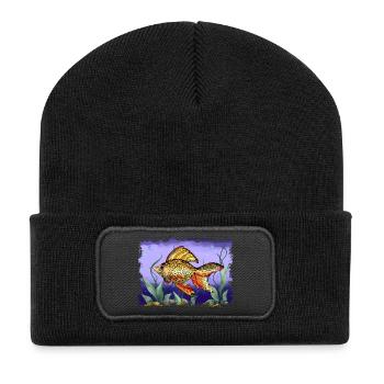 Fisch - Recycelte Patch Beanie - Schwarz - Vorne