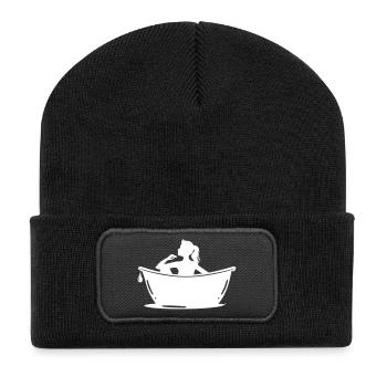 Badewanne Pflege - Recycelte Patch Beanie - Schwarz - Vorne