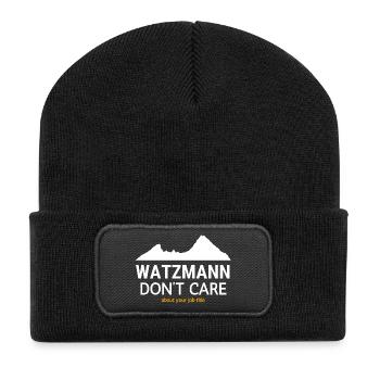 Watzmann Dont Care Jobtitel - Recycelte Patch Beanie - Schwarz - Vorne