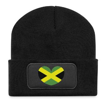 Jamaican flag in the shape of a heart - Recycled Patch Beanie - black - Front