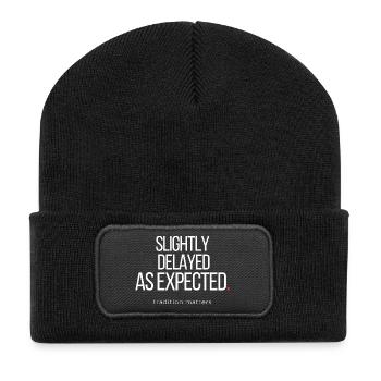 Slightly Delayed Funny Chronic Late Humor Quote - Recycled Patch Beanie - black - Front