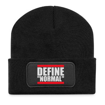 Define Normal Lustig Sarkastisch Definition Grafik - Recycelte Patch Beanie - Schwarz - Vorne