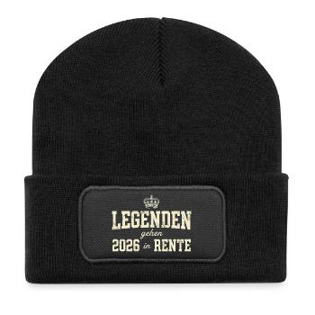 Legenden gehen 2026 in Rente Geschenk  - Recycelte Patch Beanie - Schwarz - Vorne