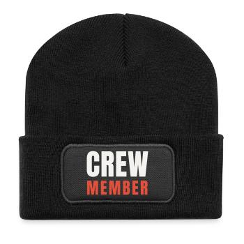 Crew Member Red Accent Two-Tone Team Staff Event - Recycled Patch Beanie - black - Front