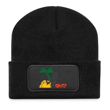 Urlaub am Meer - Recycelte Patch Beanie - Schwarz - Vorne
