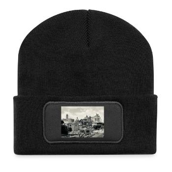 Rome sépia : Colisée et place - Beanie recyclé à patch - noir - Devant