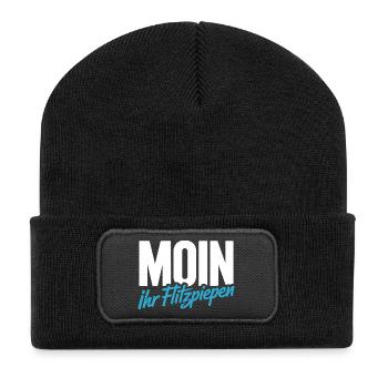Moin Ihr Flitzpiepen Norddeutsch Hamburg Büro Moin - Recycelte Patch Beanie - Schwarz - Vorne