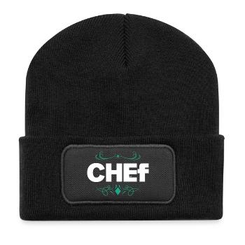 Logo du chef aux lignes ornementales élégantes - Beanie recyclé à patch - noir - Devant